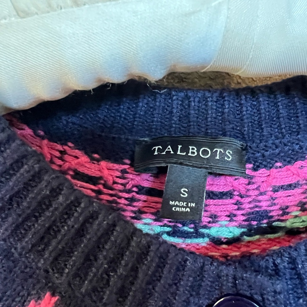 Talbots Falling Snow Fair Isle Cardigan - Picture 2 of 7